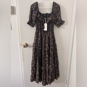 NWT By the River Puff Sleeve Tiered Midi Dress